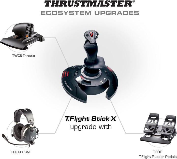 Thrustmaster T.Flight Stick X, Joystick mit Rudersteuerung, umprogrammierbaren Tasten und Achsen, Dr