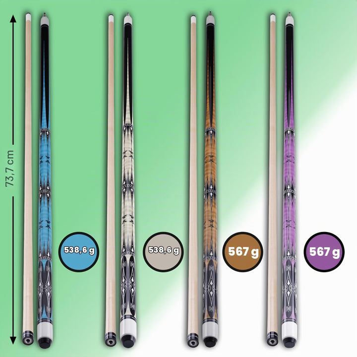 58" Pool Billard Queue with 13mm Tip,19 20 oz Billiard Cue,Schwarz oder Weiss，1/2 Maple Queue Sticks