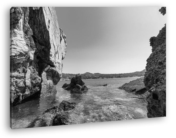 deyoli tropischer Steinstrand Format: 80x60 Effekt: Schwarz/Weiss als Leinwand, Motiv fertig gerahmt
