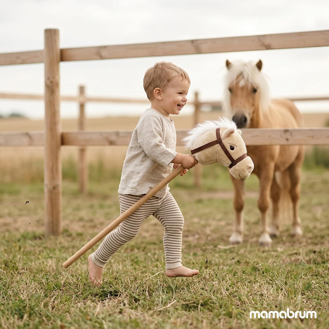 Mamabrum Hobby Horse - beiges Steckenpferd für Kinder, 80 cm | Beige - 80 cm