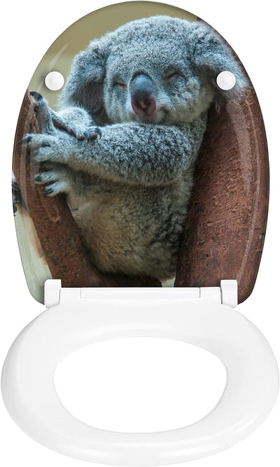 WENKO WC-Sitz Koala, hygienischer Toilettendeckel mit Absenkautomatik, Toilettensitz aus bruchsicher