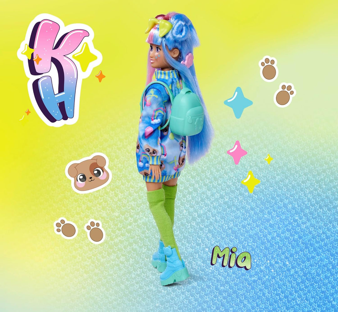 Simba 105953974 - Kawaii Hi Ankleidepuppe Mia (26 cm) - bewegliche Modepuppe zum Frisieren und Style