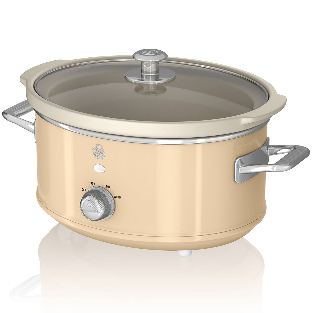 Swan Retro SF17021CNEU Slow Cooker 3,5L Abnehmbarer Kochbehälter, PFOA- und PTFE-freier Keramischer