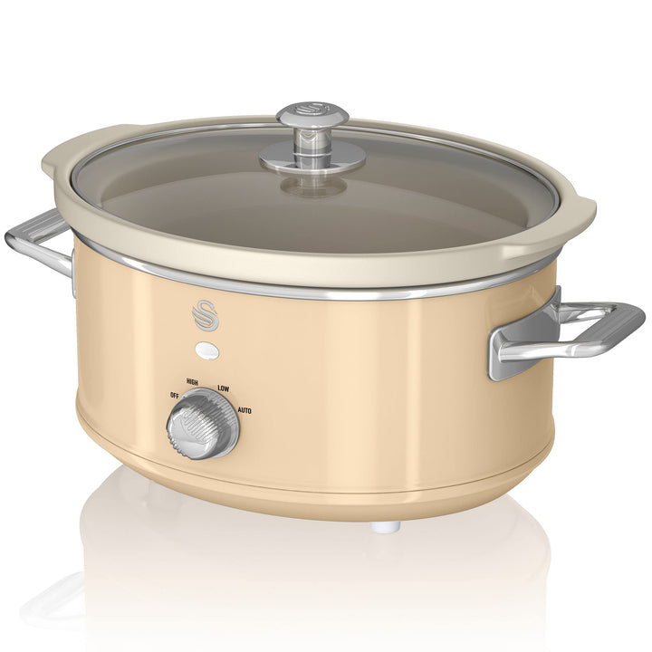 Swan Retro SF17021CNEU Slow Cooker 3,5L Abnehmbarer Kochbehälter, PFOA- und PTFE-freier Keramischer