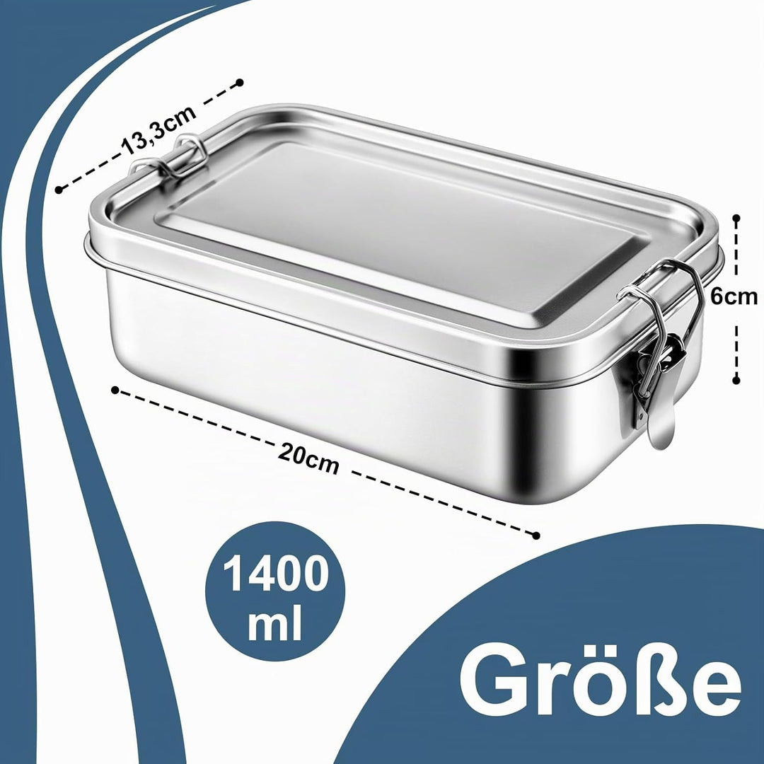 Homikit Bento Box, 1400ml Edelstahl Brotdose Lunchbox mit Fächern, Lunch Box Gross für Kinder Erwach