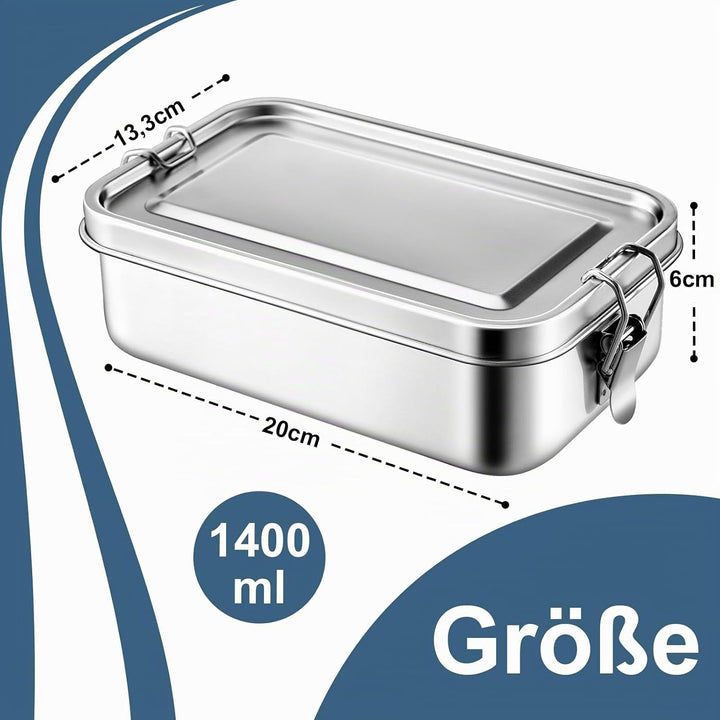 Homikit Bento Box, 1400ml Edelstahl Brotdose Lunchbox mit Fächern, Lunch Box Gross für Kinder Erwach