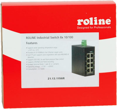 ROLINE Industrie Switch 8x RJ-45, unmanaged, Schwarz