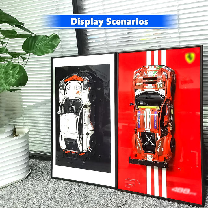 Display-Wand für Ferrari 488 GTE Rennwagen Modell 42125 Premium Wandmontierbar Für Lego Technic Form