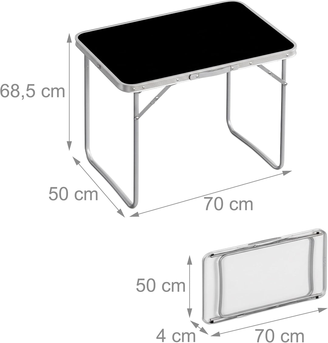 Relaxdays Campingtisch, Faltbarer Beistelltisch, HBT 68,5 x 80 x 60 cm, Camping & Picknick, Klapptis