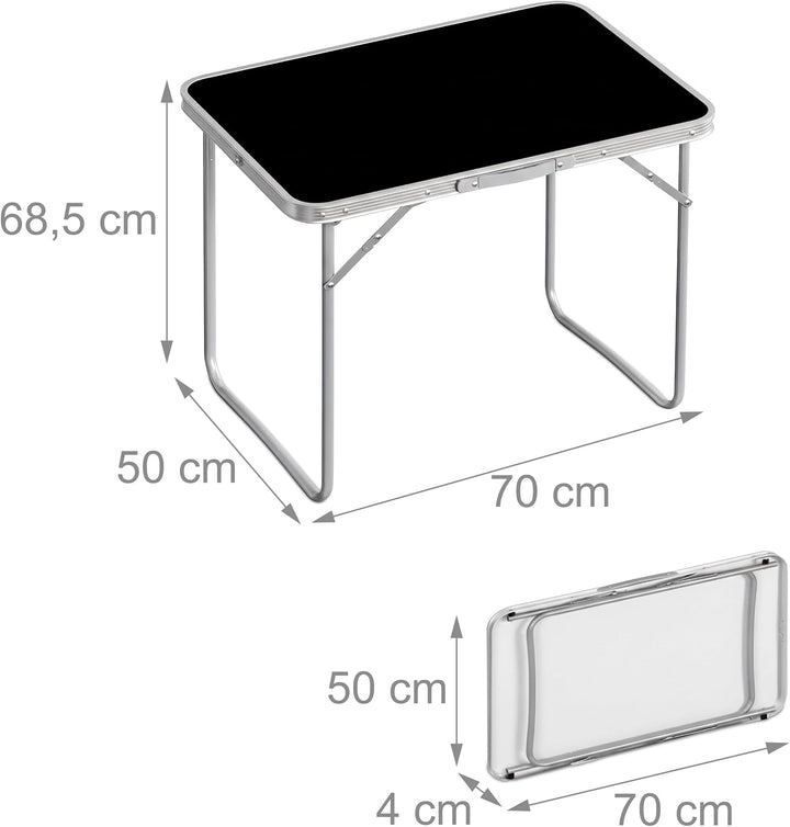 Relaxdays Campingtisch, Faltbarer Beistelltisch, HBT 68,5 x 80 x 60 cm, Camping & Picknick, Klapptis