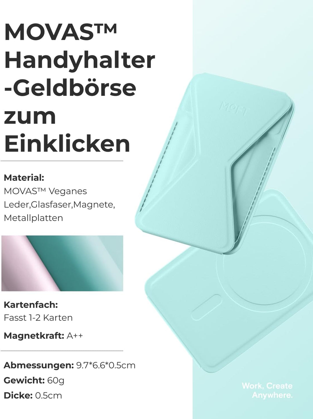 MOFT Magnetischer Wallet Ständer für iPhone 17/16/15/14/13/12 Serie Kompatibel mit MagSafe, MOVAS Ve