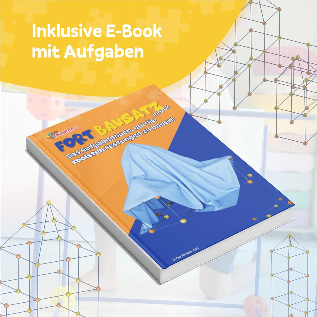 Fort Bausatz XL + Erweiterungspaket, 191 Teile, Höhle Bauen Kinder, Stecksystem Spielzelt Indoor & O