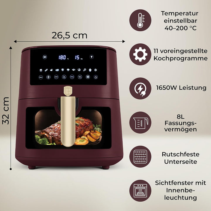 Berlinger Haus Heissluftfritteuse 8 Liter Leonardo Collection – Sichtfenster – 11 Programme – Fettfr