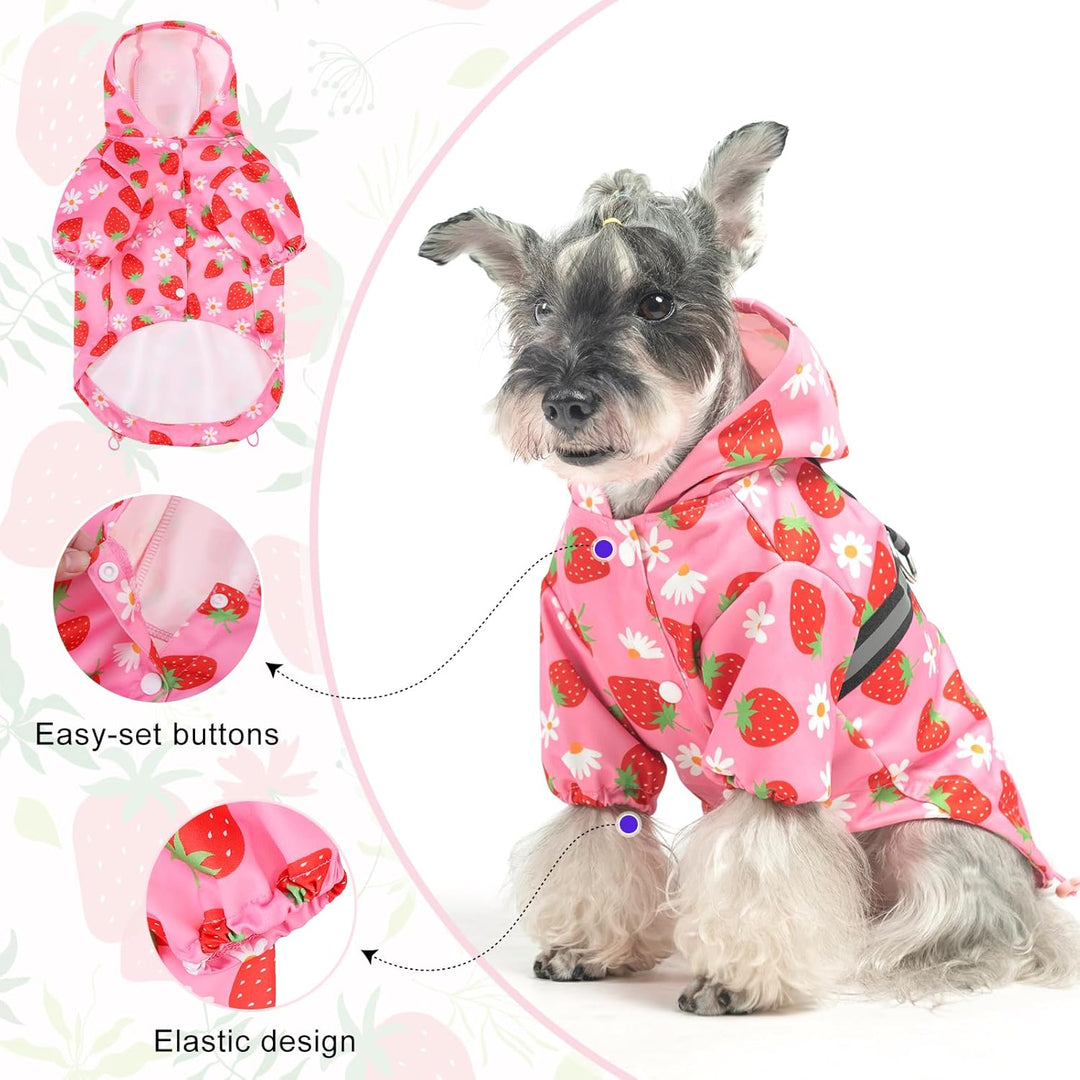 BEAUTYZOO Hunde-Regenmantel mit Kapuze und integriertem Geschirr für kleine, mittelgrosse und grosse