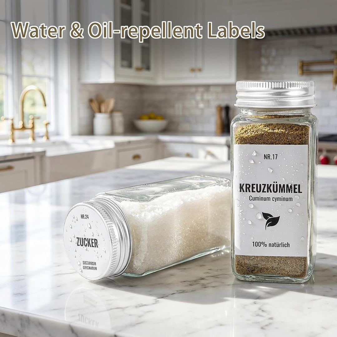 36pcs Gewürzgläser Eckig mit Aluminiumdeckel, 120ml Glasbehälter mit Streueinsatz, Luftdichte Gewürz