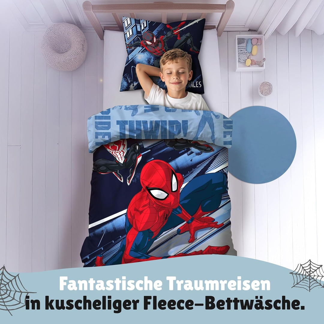 Spiderman Wende-Bettwäsche Set 135x200 80x80 cm · Winterbettwäsche in Biber Flanell Qualität aus 100