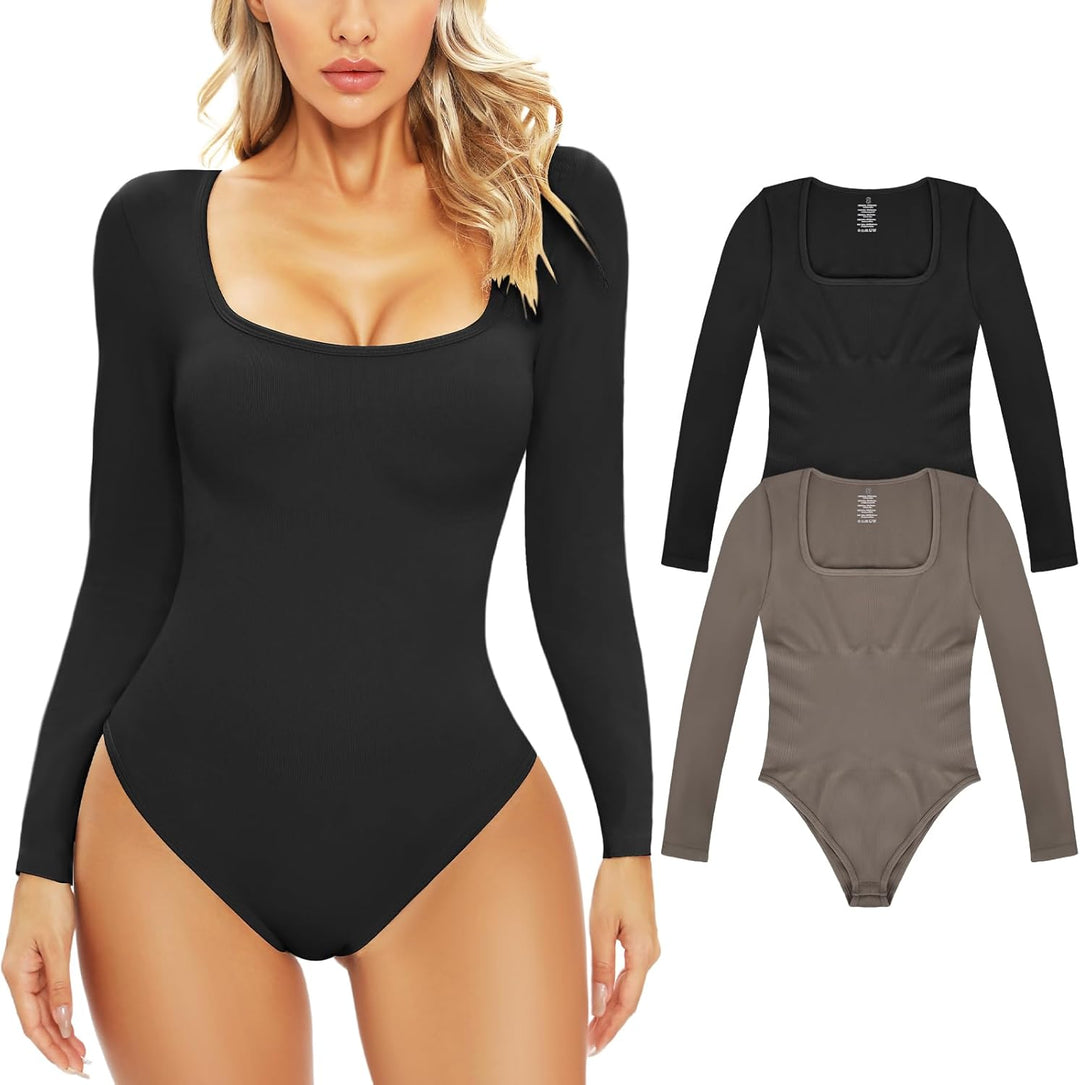 Svanco Body Damen Langarm Bodysuit Bauchweg Formende Shaping Body Shaper für Frauen Elegant Slimming