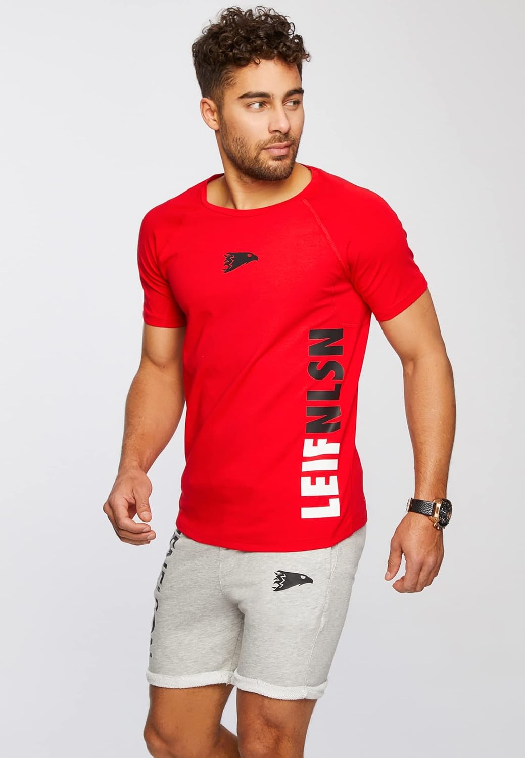 Leif Nelson Gym Herren Fitness T-Shirt Slim Fit Moderner Männer Bodybuilder Trainingsshirt Kurzarm T