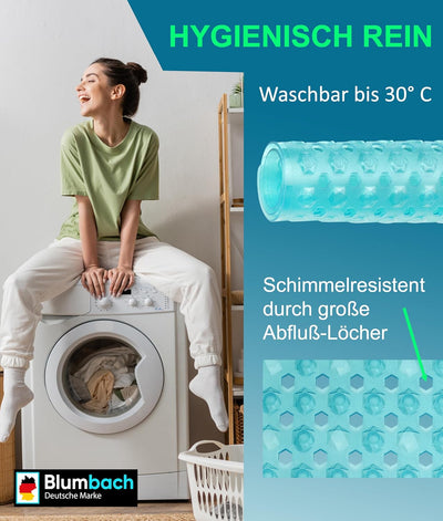 Blumbach® Duschmatte rutschfest 53x53cm - 100% BPA-frei - Inkl. 2 Haken zum Aufhängen - griffige Ant