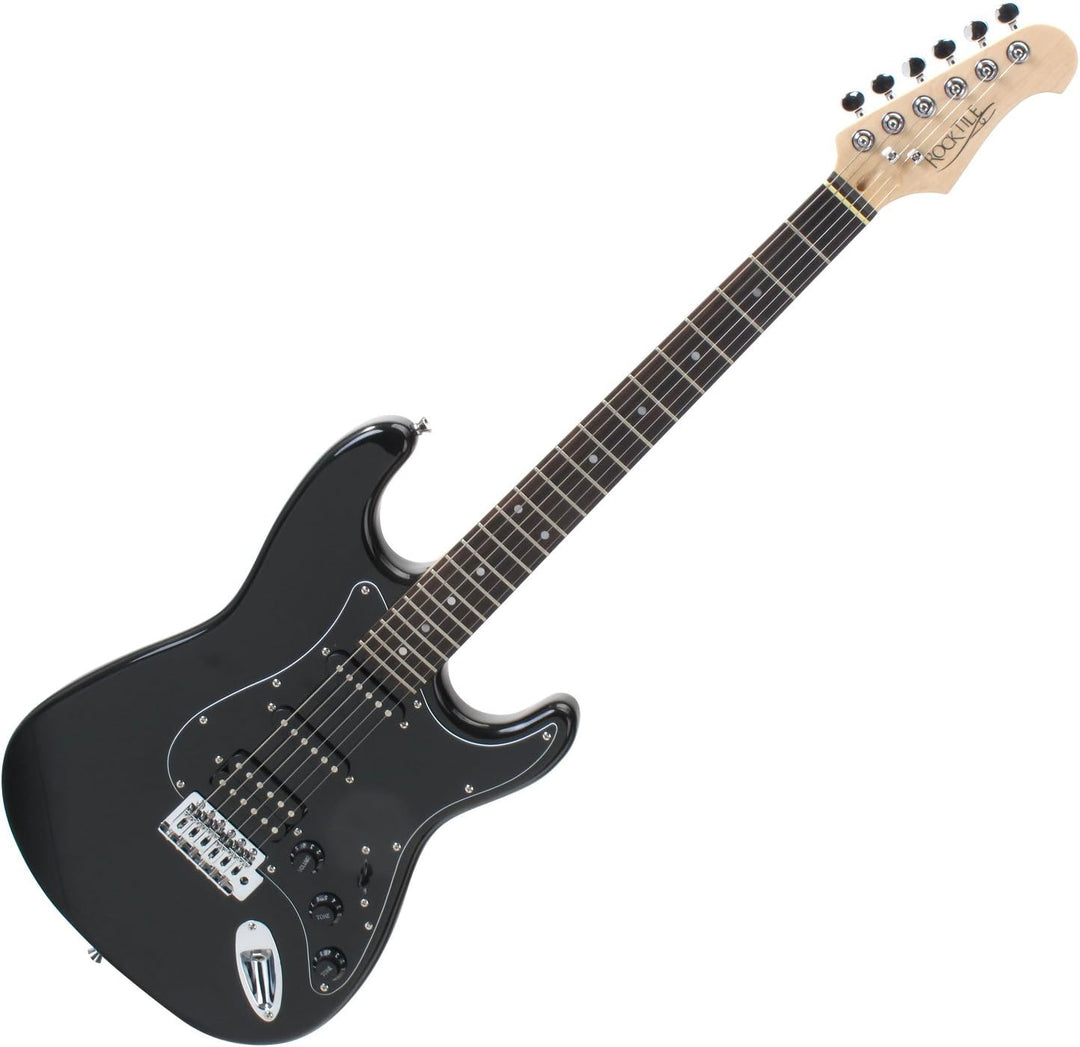 Rocktile Pro ST60-BK E-Gitarre schwarz (1 Humbucker, 2 Single Coils, 22 Bünde, Rosenholz Griffbrett,