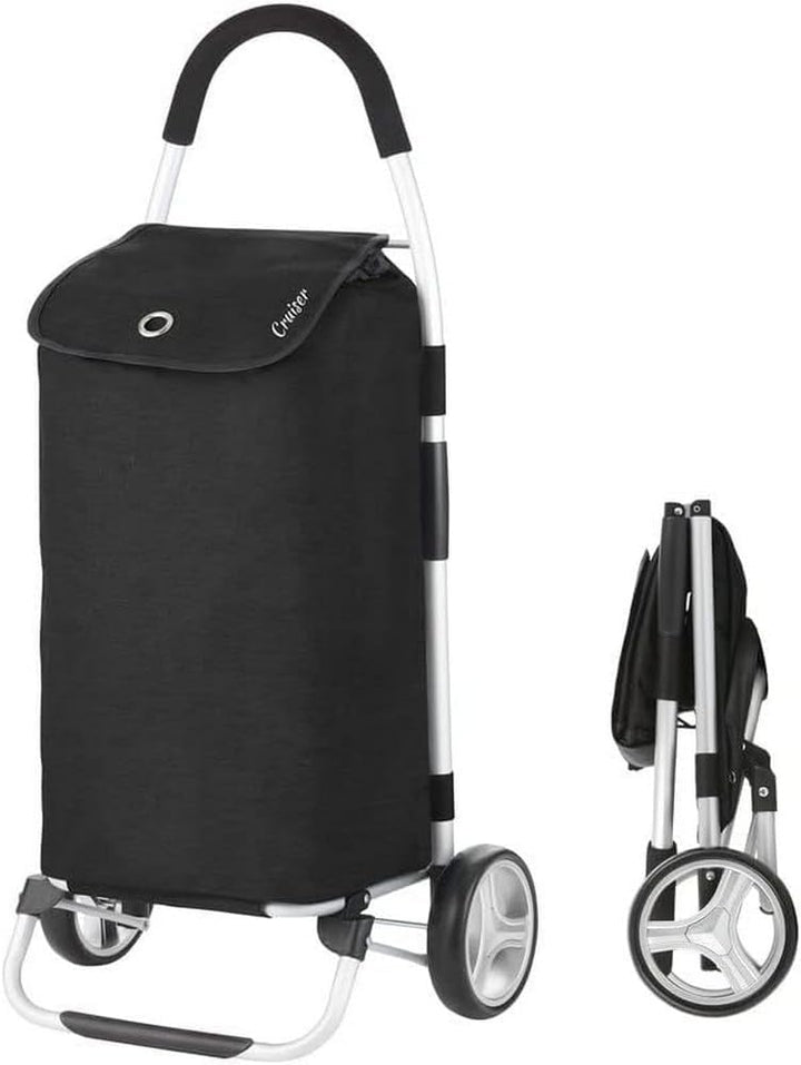 Cruiser Einkaufswagen 40 Liter - Faltbare einkaufstrolley (schwarz), Schwarz