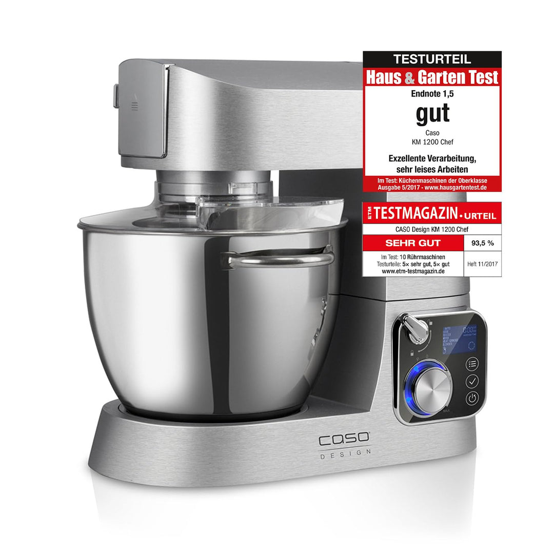 CASO KM 1200 Chef - Design Küchenmaschine, Aluminiumgehäuse, Kapazität 6 Liter, 8 Geschwindigkeitsst