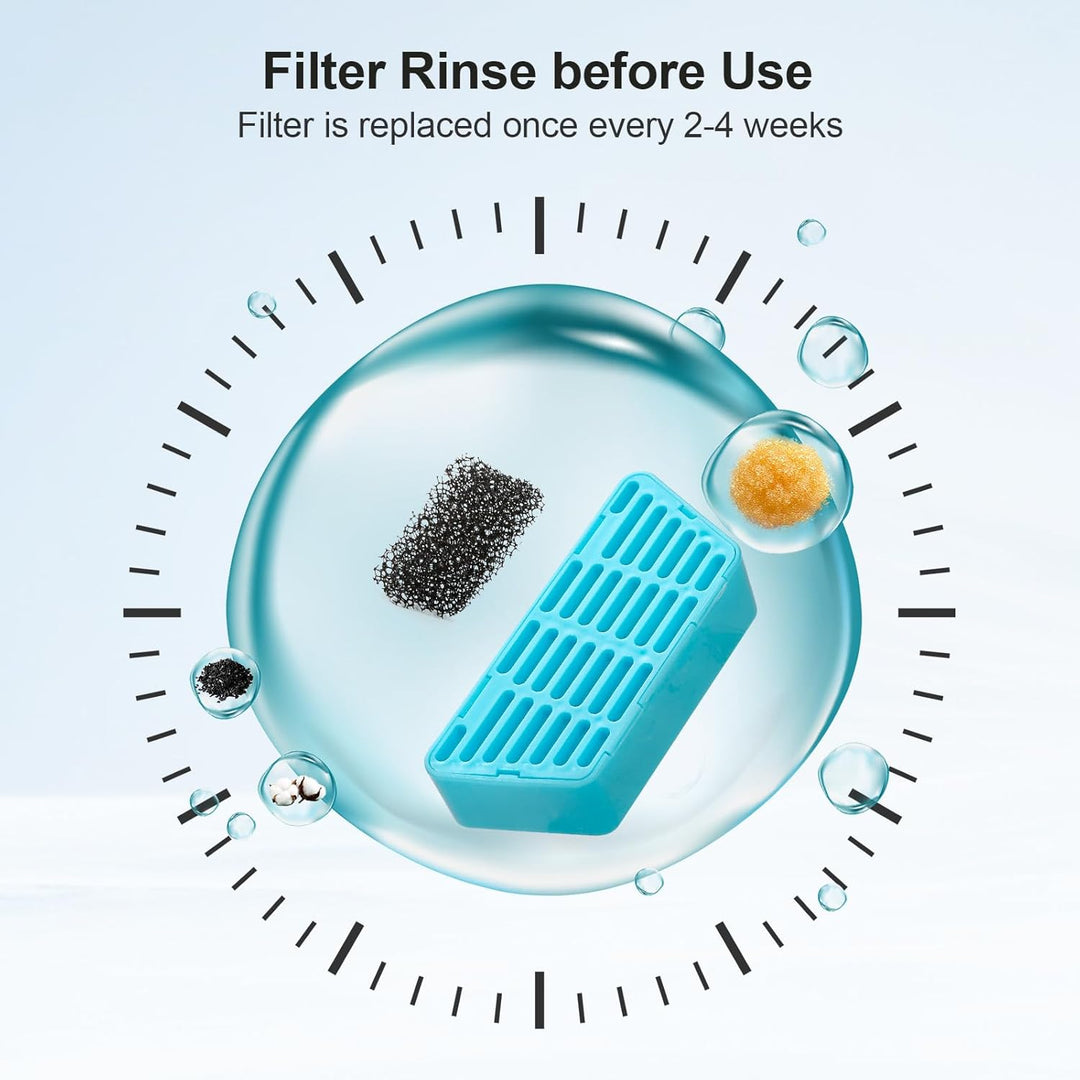 2.5L Katzenbrunnen Kabellos Filter und 6 Stück Aktivkohle Ionenaustauschharz Filter und 6 Stück Pump