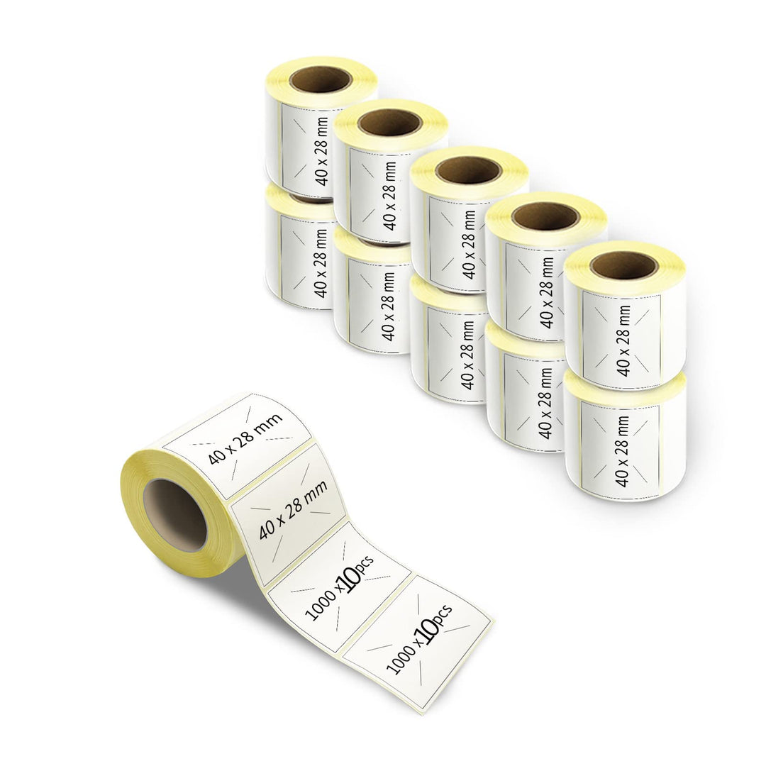40 × 28 mm Thermo-Etiketten, 10.000 Stück, selbstklebende Etiketten, Thermoetiketten, leere Mehrzwec