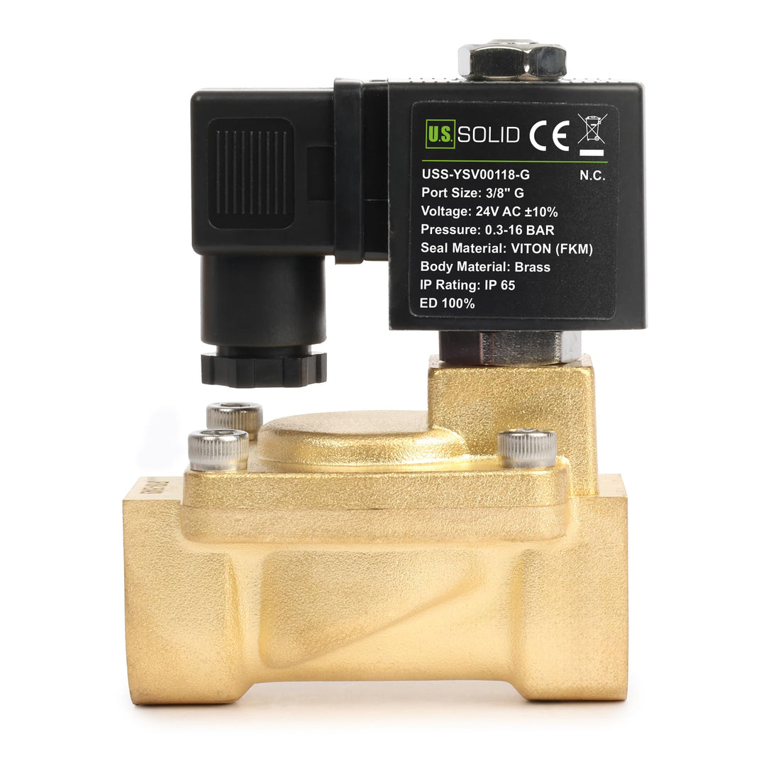 U.S. Solid Magnetventil Messing 3/8" 24V AC, 0,3-16 bar, stromlos geschlossen, VITON-Dichtung, G-Gew