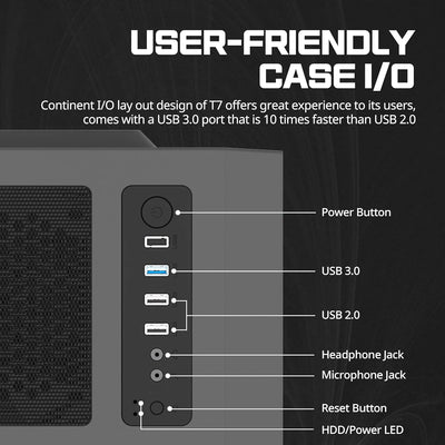 Zalman T7 PC Gehäuse Midi Tower ATX, Mesh Front 2xLüfter, Glas Seitenwand, Schwarz