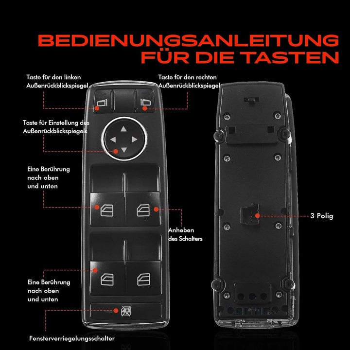 Frankberg Fensterheber Schalter Taste Vorne Links für W204 S204 W212 A207 C207 S212 X204 Alle Motore