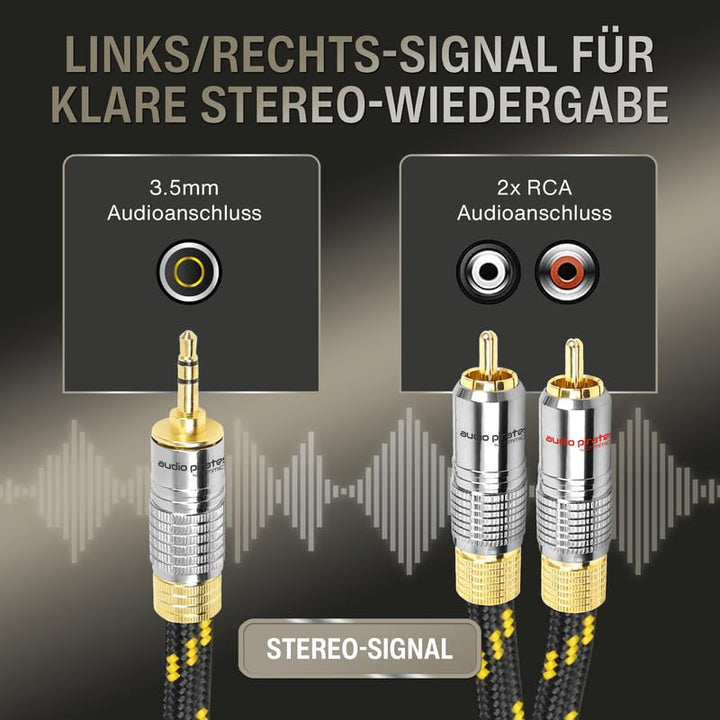 audio pirates by cammica Splitter Kabel 3,5 mm Klinke Stecker auf 2x RCA Clinch Stecker, RCA-Kabel,