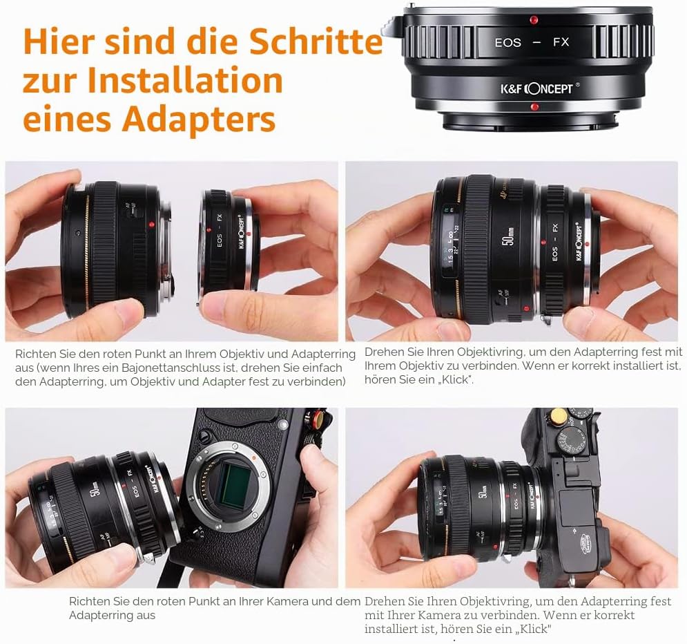 K&F Concept EOS EF/EFS Objektivadapter auf FujiFX Mount X-Pro1 X Kamera X-Serie, spiegellose Kameras