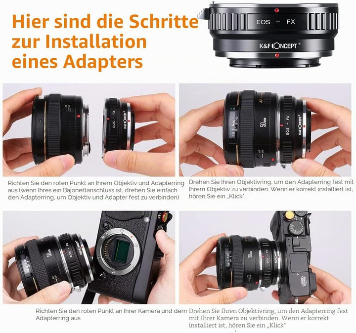 K&F Concept EOS EF/EFS Objektivadapter auf FujiFX Mount X-Pro1 X Kamera X-Serie, spiegellose Kameras