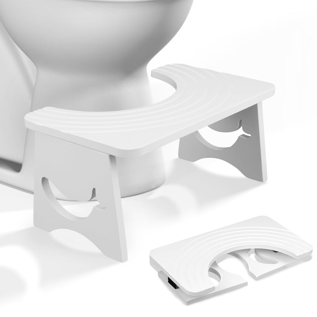 Klappbarer Toilettenhocker Erwachsene aus Bambus, 17.5cm Whale Design Toilettenhocker Klappbar für V