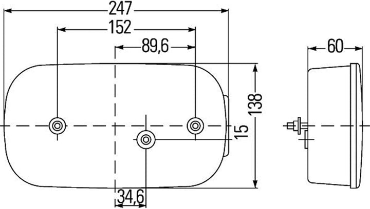 HELLA - Heckleuchte - Glühlampe - 12V - geschraubt/Anbau - Lichtscheibenfarbe: weiss/rot - Stecker: