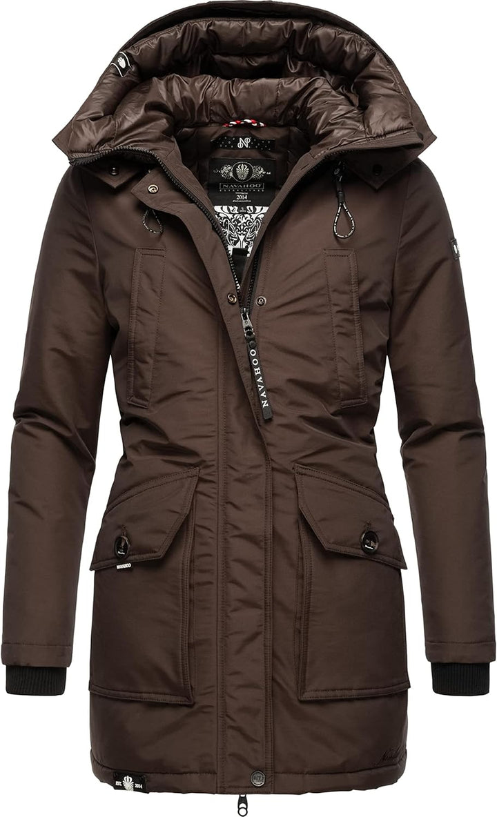 Navahoo Damen Warmer Winter Kurzmantel Blizzardstorm XS-3XL S Dark Choco, S Dark Choco
