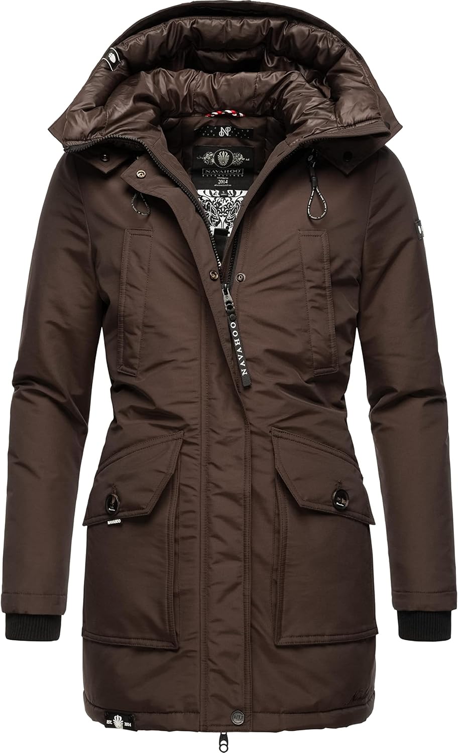 Navahoo Damen Warmer Winter Kurzmantel Blizzardstorm XS-3XL XS Dark Choco, XS Dark Choco