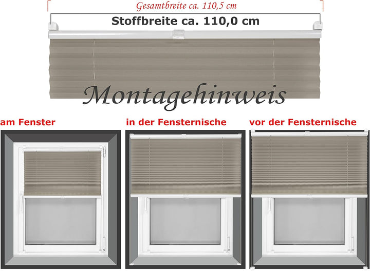 npluseins Plissee - vormontiert und mit Klemmfixierung am Fensterahmen - kinderleichte 3-Step Montag
