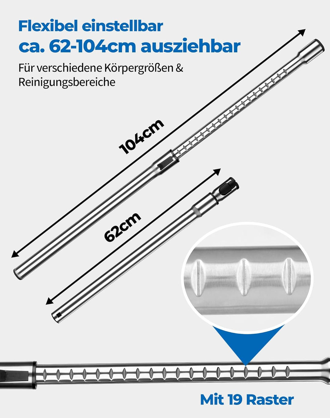 Ersatzteile Set für Miele Staubsauger, Teleskoprohr 35 mm mit sicherem Klicksystem + Handgriff mit S