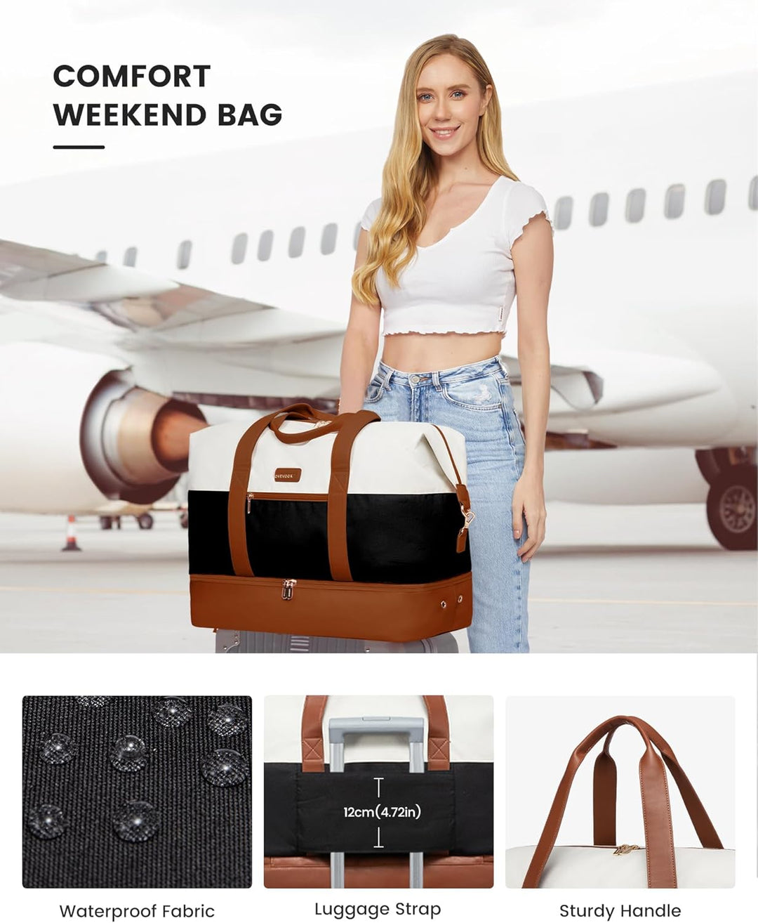 LOVEVOOK Reisetasche Damen, Weekender Damen Kliniktasche Geburt, Handgepäck Tasche Für Flugzeug, Spo