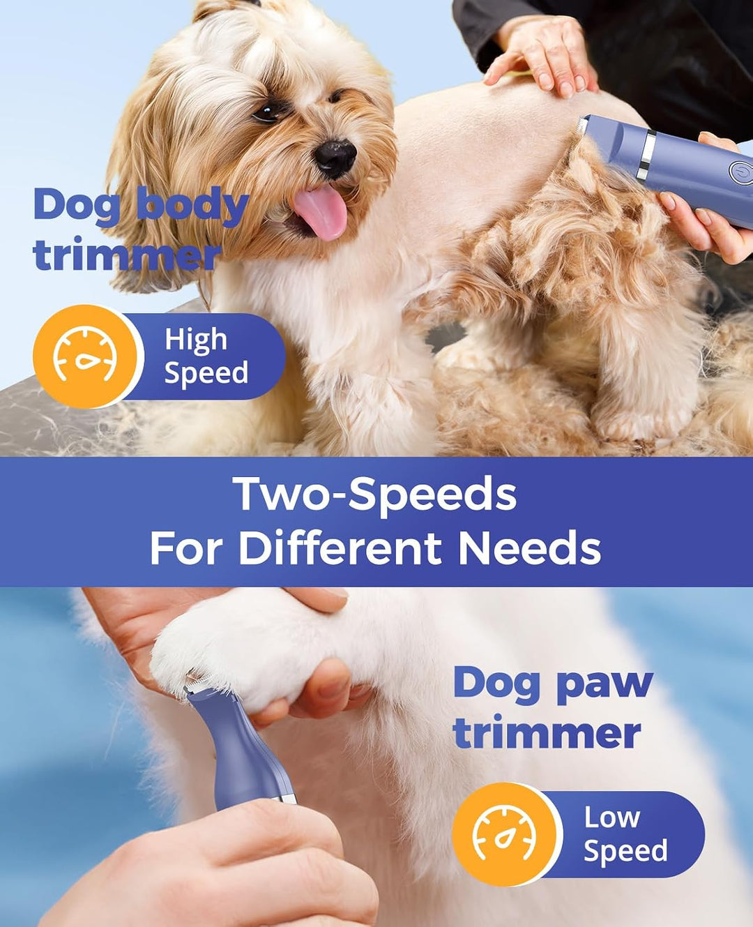 oneisall 4in1 Leise Schermaschine Hund Katze, Wiederaufladbar Hundeschermaschine&amp;Pfotentrimmer&amp;Krall