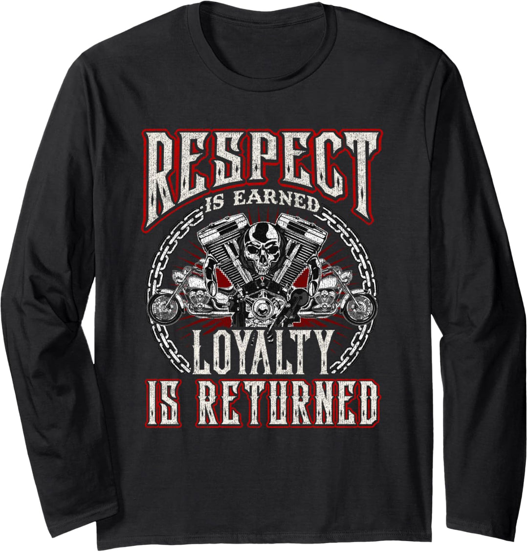 Respect Loyalty Club Brothers Skull Biker Gift Motorcycle Langarmshirt