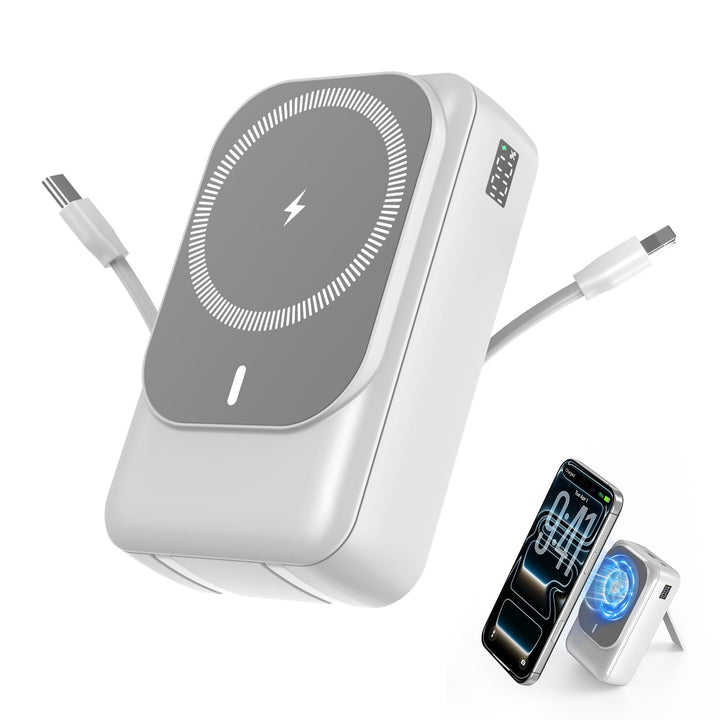 Magnetische Wireless Powerbank 26800mAh, Power Bank für Magsafe mit Eingebauten Kabeln, 5 Ausgänge P