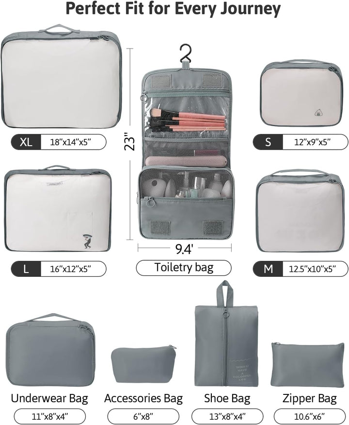 OrgaWise Koffer Organizer 9en1 Packing Cubes Kleidertaschen Packwürfel Verpackungswürfel Gepäck Aufb