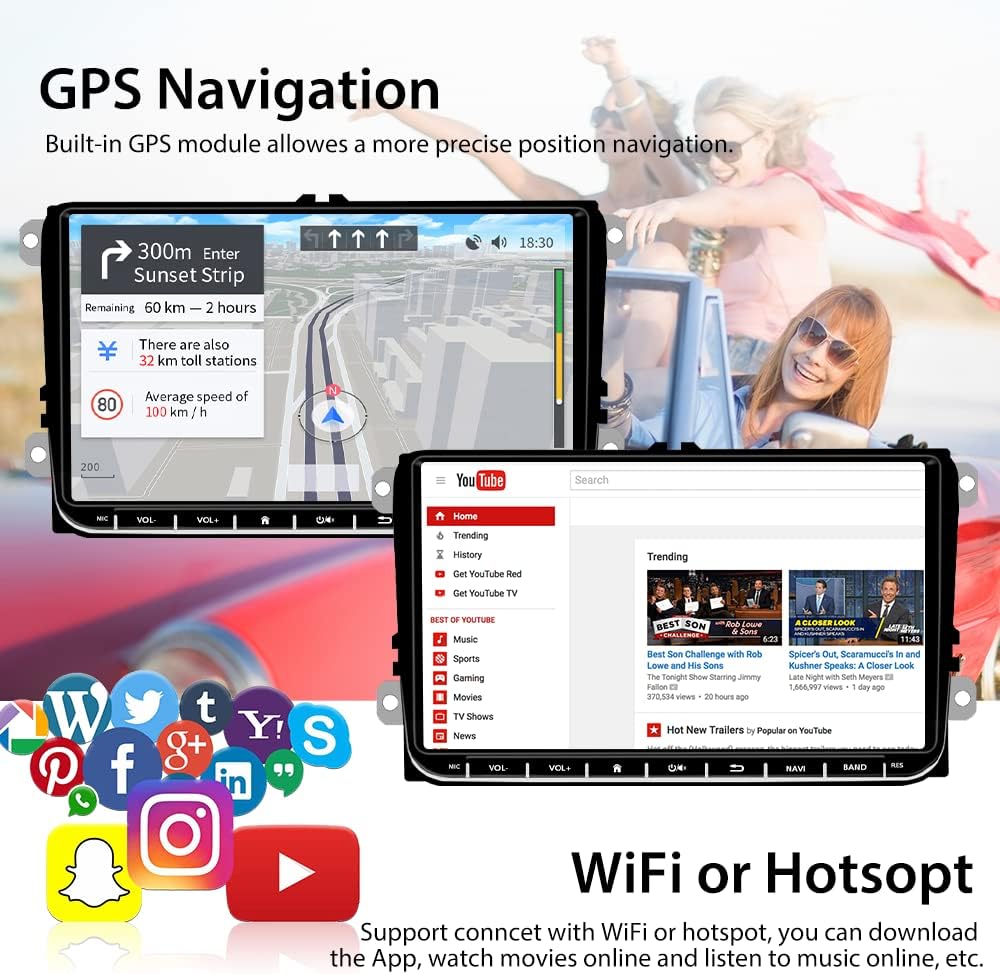Hikity 9 Zoll Touchscreen Android Autoradio für VW Golf 5 Golf 6 Passat Polo Tiguan Caddy mit CarPla