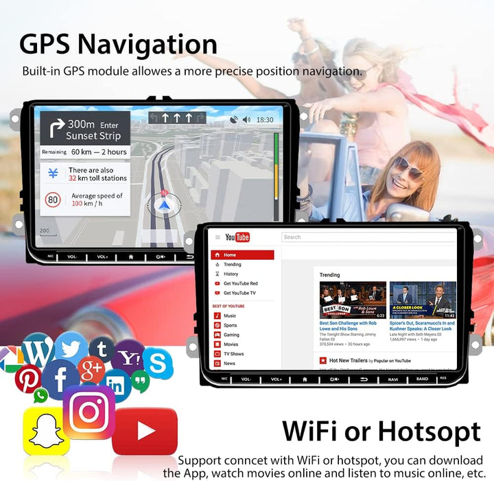 Hikity 9 Zoll Touchscreen Android Autoradio für VW Golf 5 Golf 6 Passat Polo Tiguan Caddy mit CarPla