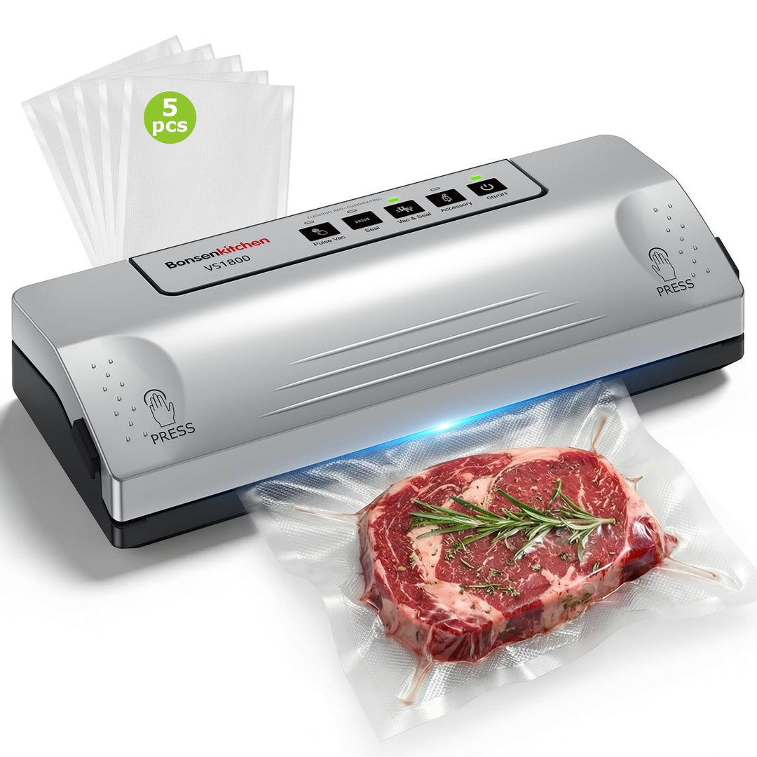 Bonsenkitchen Vakuumiergerät, 30 cm stabile Schweissnaht, Pulse-Funktion für Feuchtes, externer Vaku