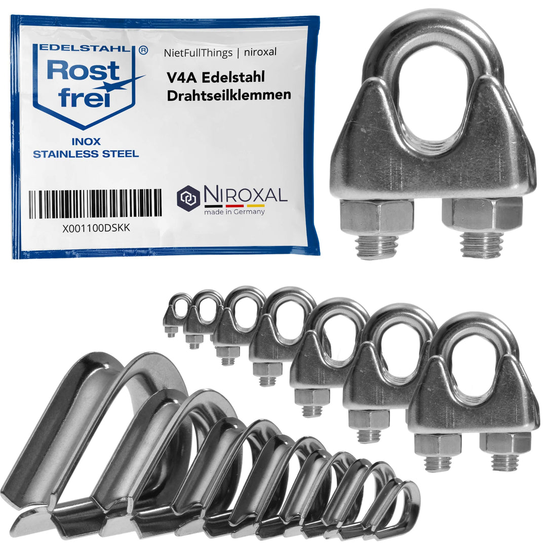 50 Stück rostfreie Drahtseilklemme 2mm Edelstahl A4 Bügelseilklemme passend für Ø 2 mm Draht | im Se