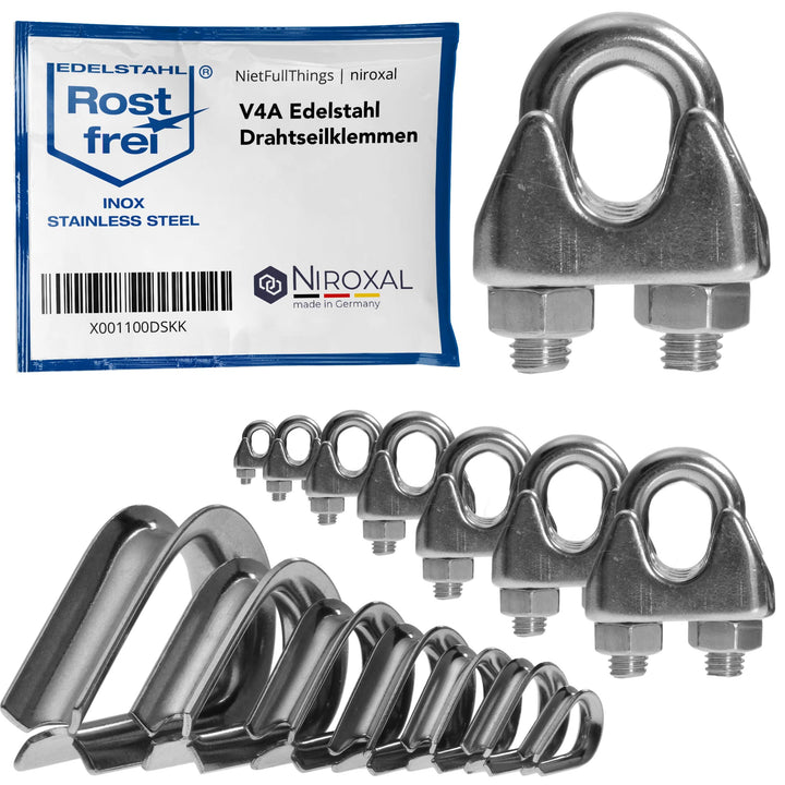 50 Stück rostfreie Drahtseilklemme 2mm Edelstahl A4 Bügelseilklemme passend für Ø 2 mm Draht | im Se